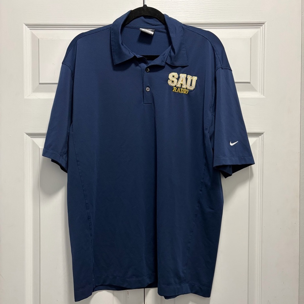 Nike Golf dry fit Navy Polo Shirt with SAU Radio Emblem‎ large